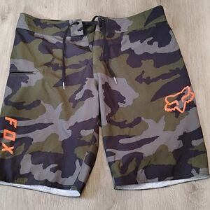 Fox Men's Camo Board Shorts - Green and Black